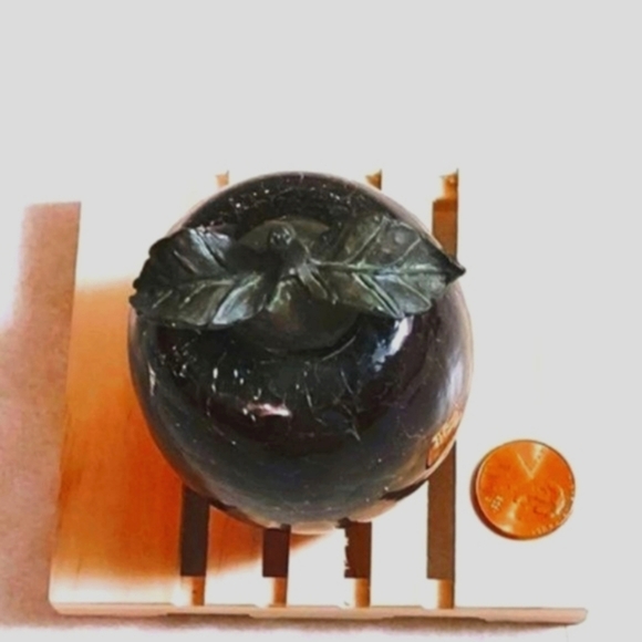 VINTAGE CRACKLE GLASS PLUM COLLECTABLE HOME DECOR - Picture 3 of 4